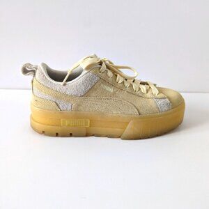Puma Mayze Classic Womens Sneakers Size 9.5 Cream Leather Chunky